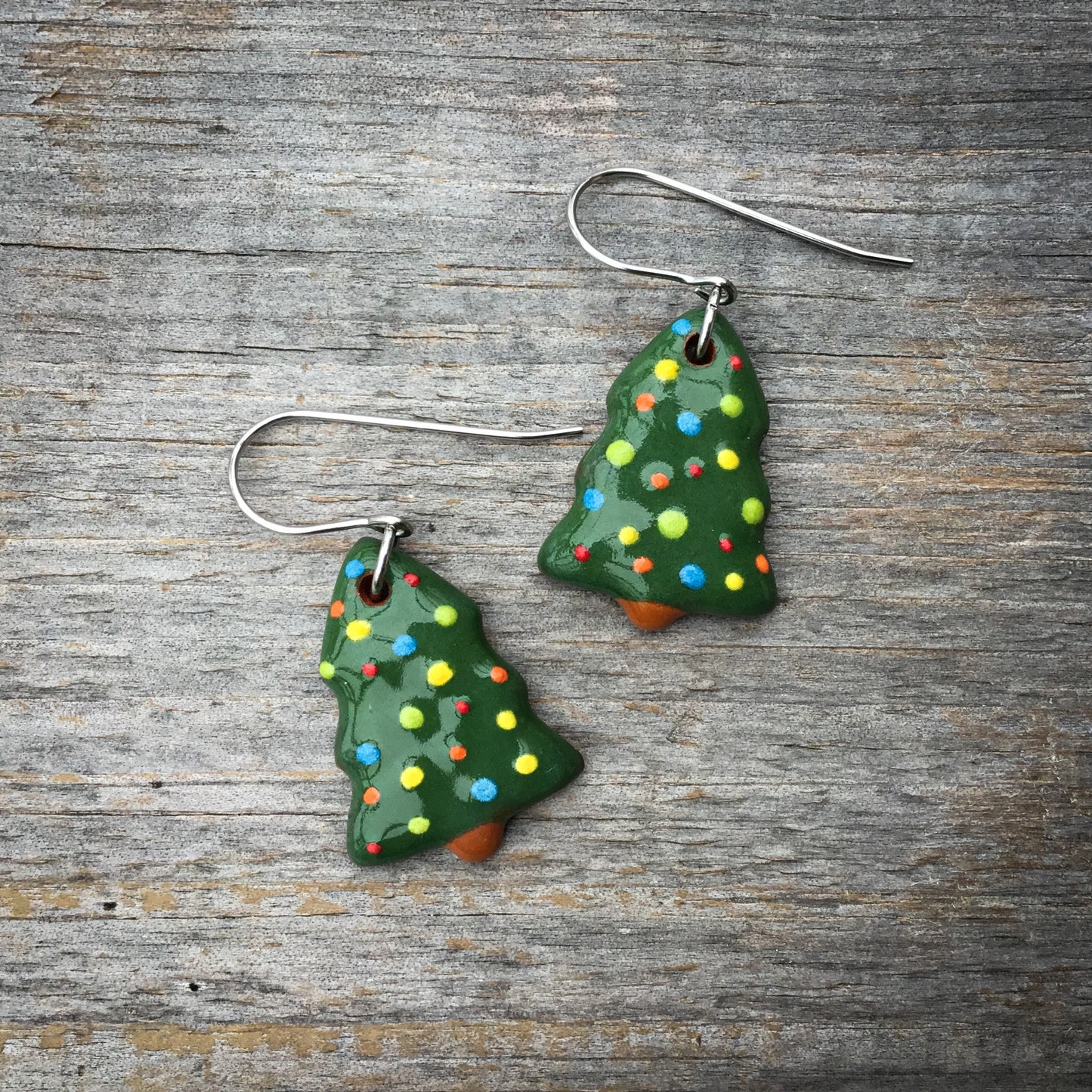 Christmas Tree Ceramic Earrings