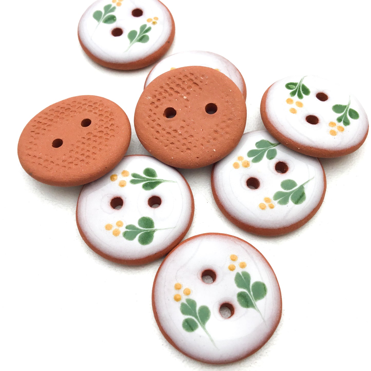 Mustard Sprig Ceramic Buttons  3/4"