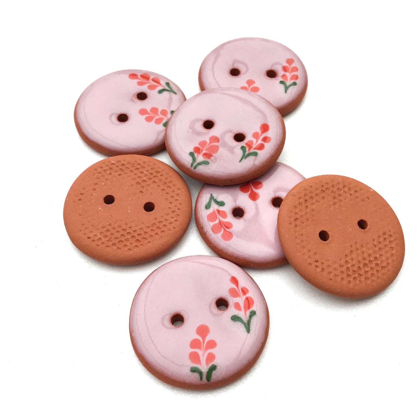Pink & Red Flower Buttons  7/8"