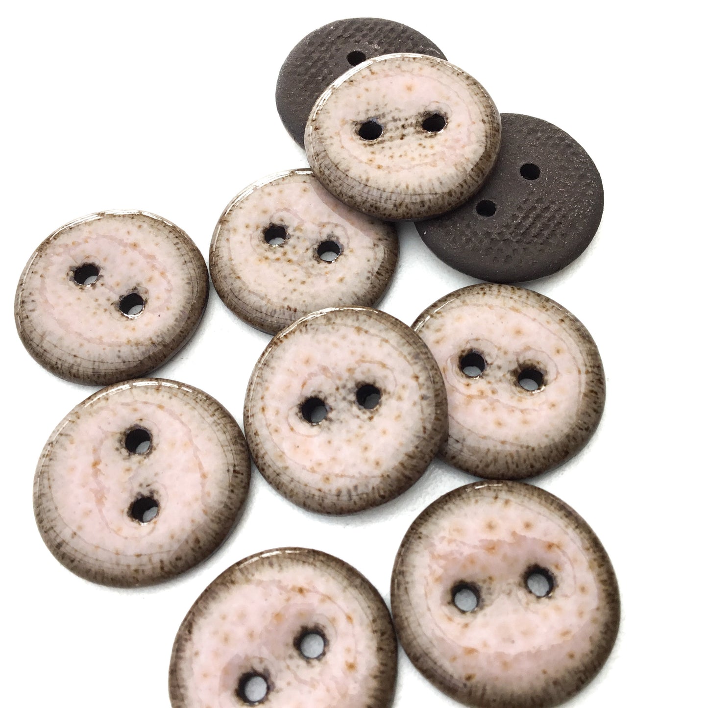 Earthy Pink Black Clay Buttons  3/4"