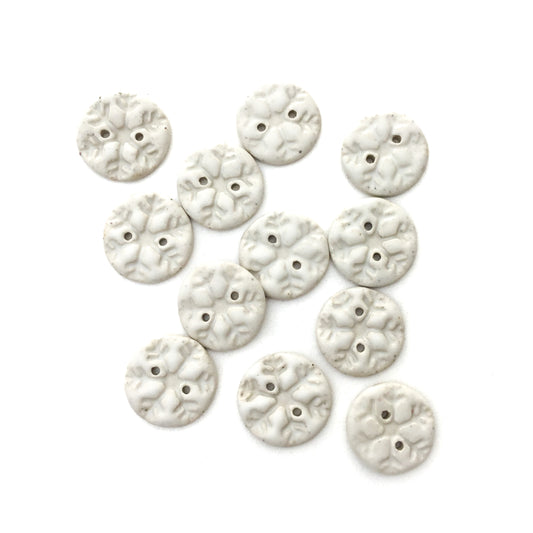 Matte White Snowflake Buttons  13/16"