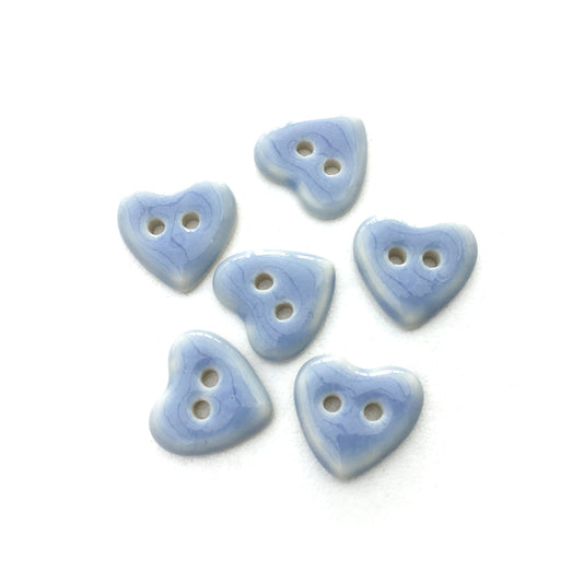 Light Blue Porcelain Heart Buttons  9/16"