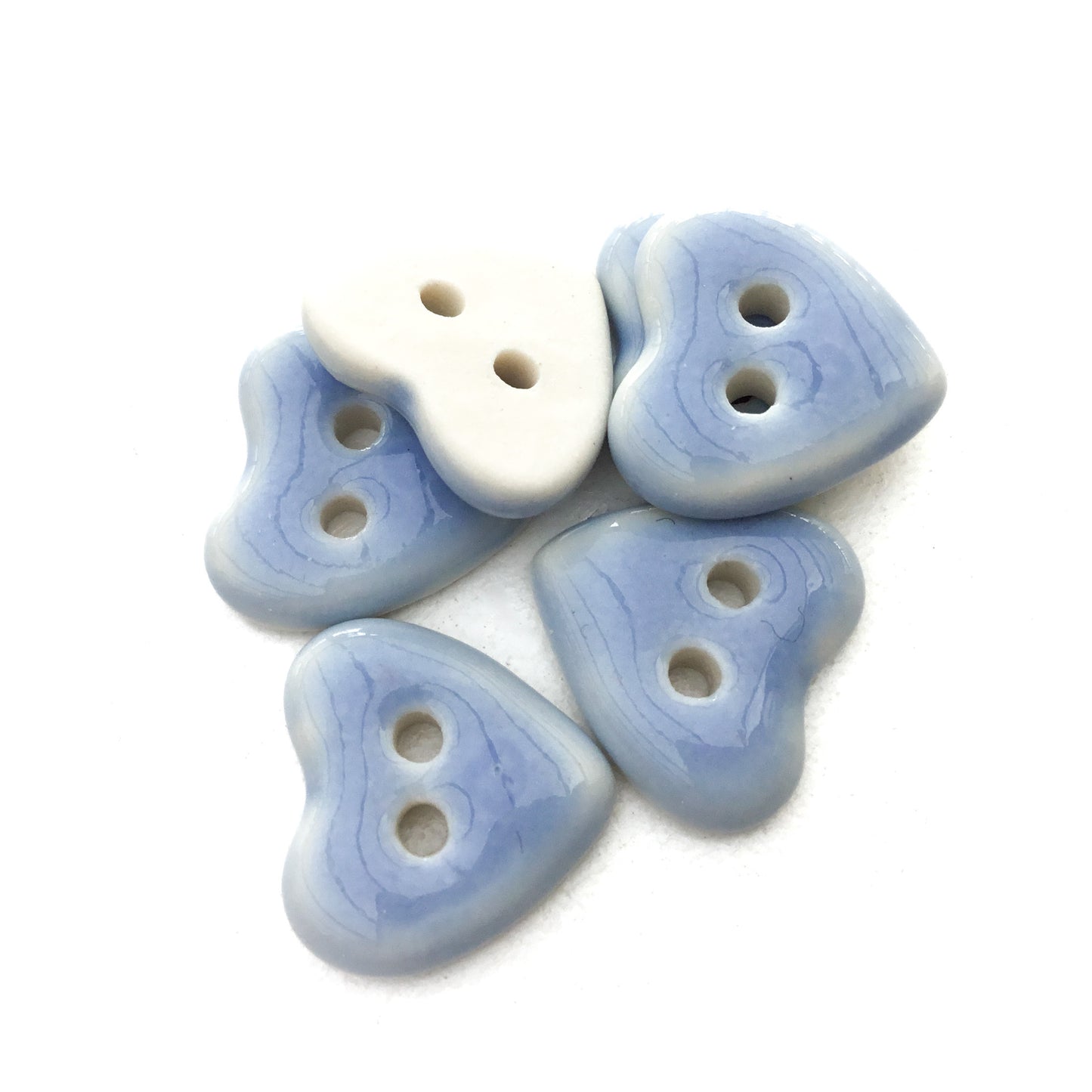 Light Blue Porcelain Heart Buttons  9/16"
