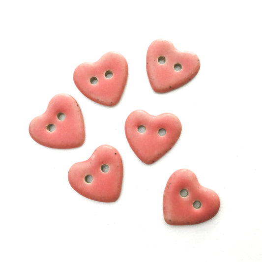 Matte Salmon Pink  Heart Buttons  9/16"