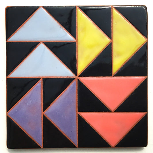 Dutchman's Puzzle Quilt Block Coaster - Ceramic Art Tile #25