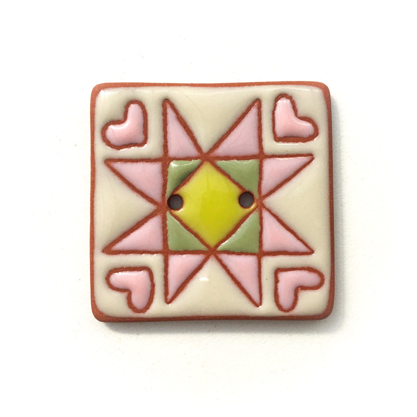 "Sweet Ohio Star" Ceramic Quilt Block Buttons- 1 3/8"