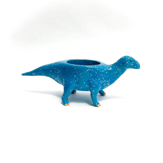 Speckled Blue Iguanodon Dinosaur Planter