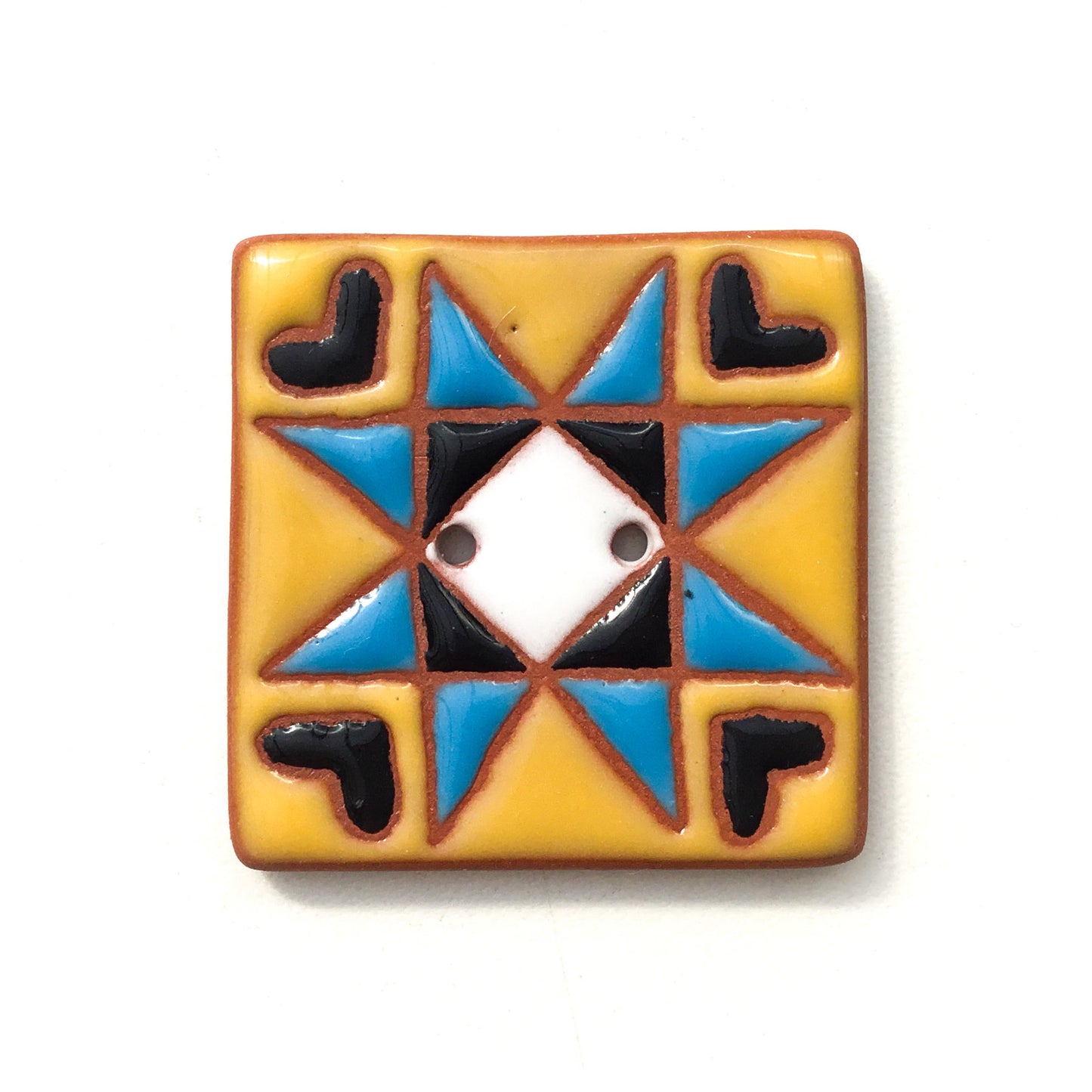 "Sweet Ohio Star" Ceramic Quilt Block Buttons- 1 3/8"
