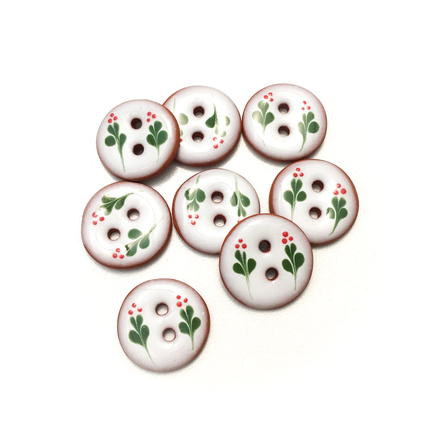 Ruby Sprig Ceramic Buttons - 3/4"