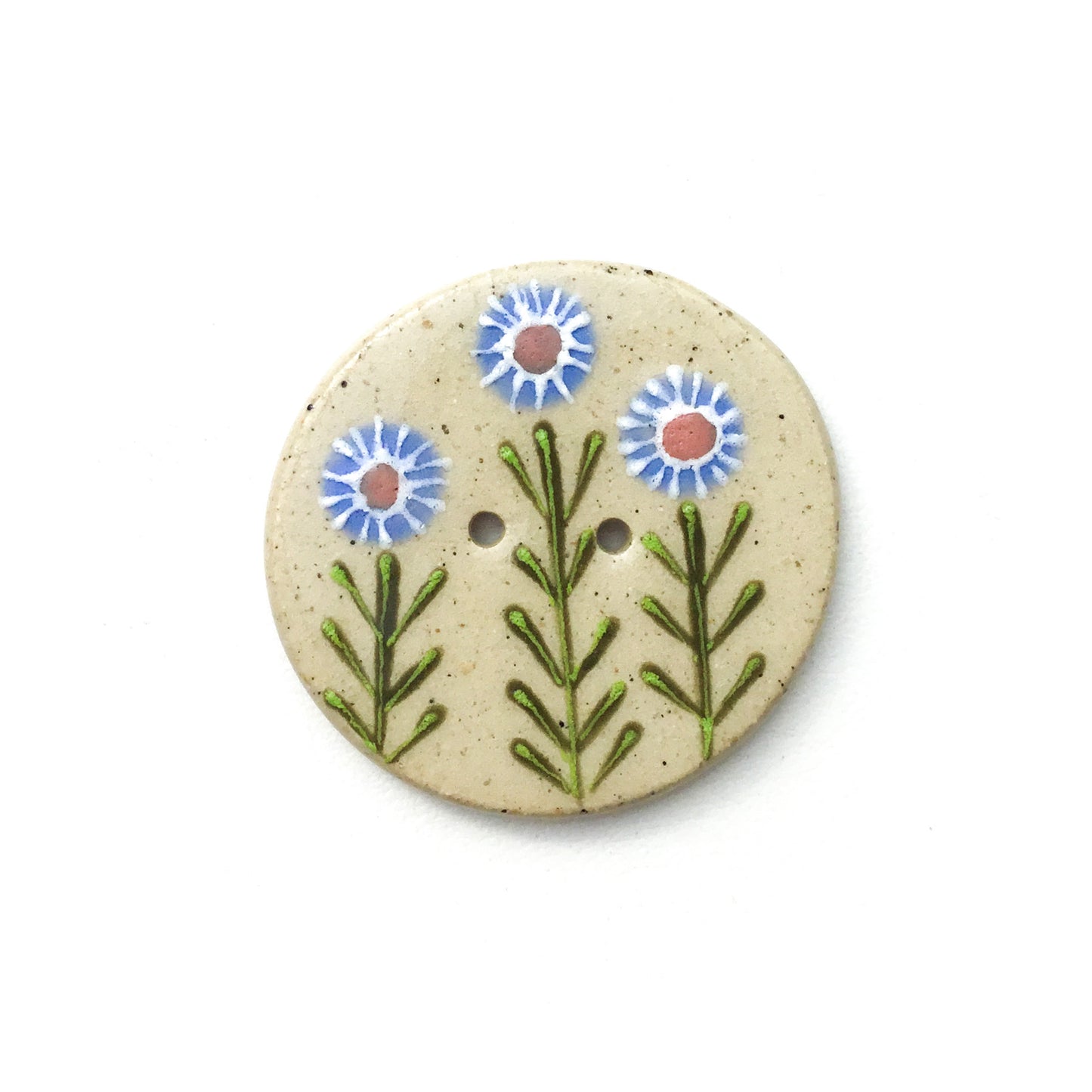 Folk Flowers Stoneware Buttons- 1 3/8"