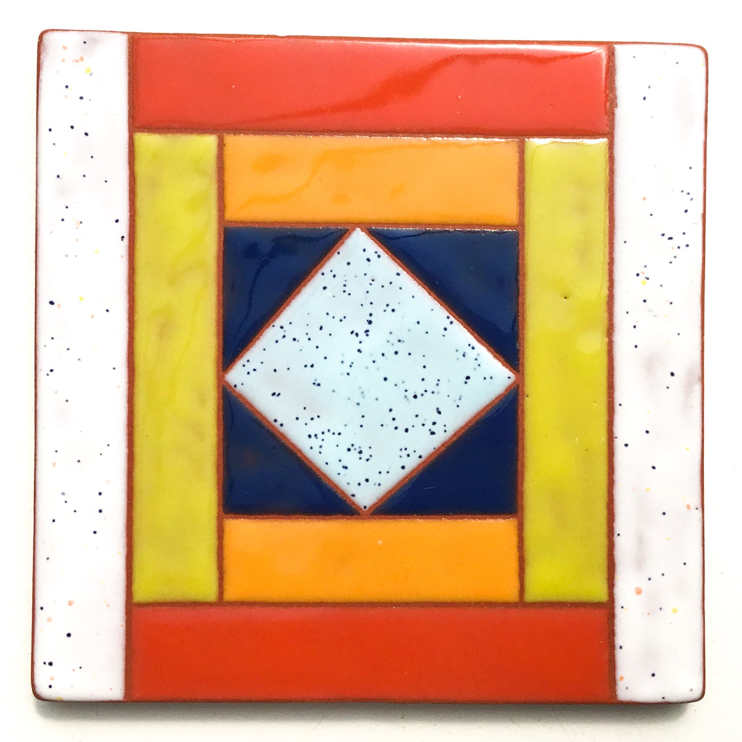 Quilt Block Coaster - Ceramic Art Tile #21