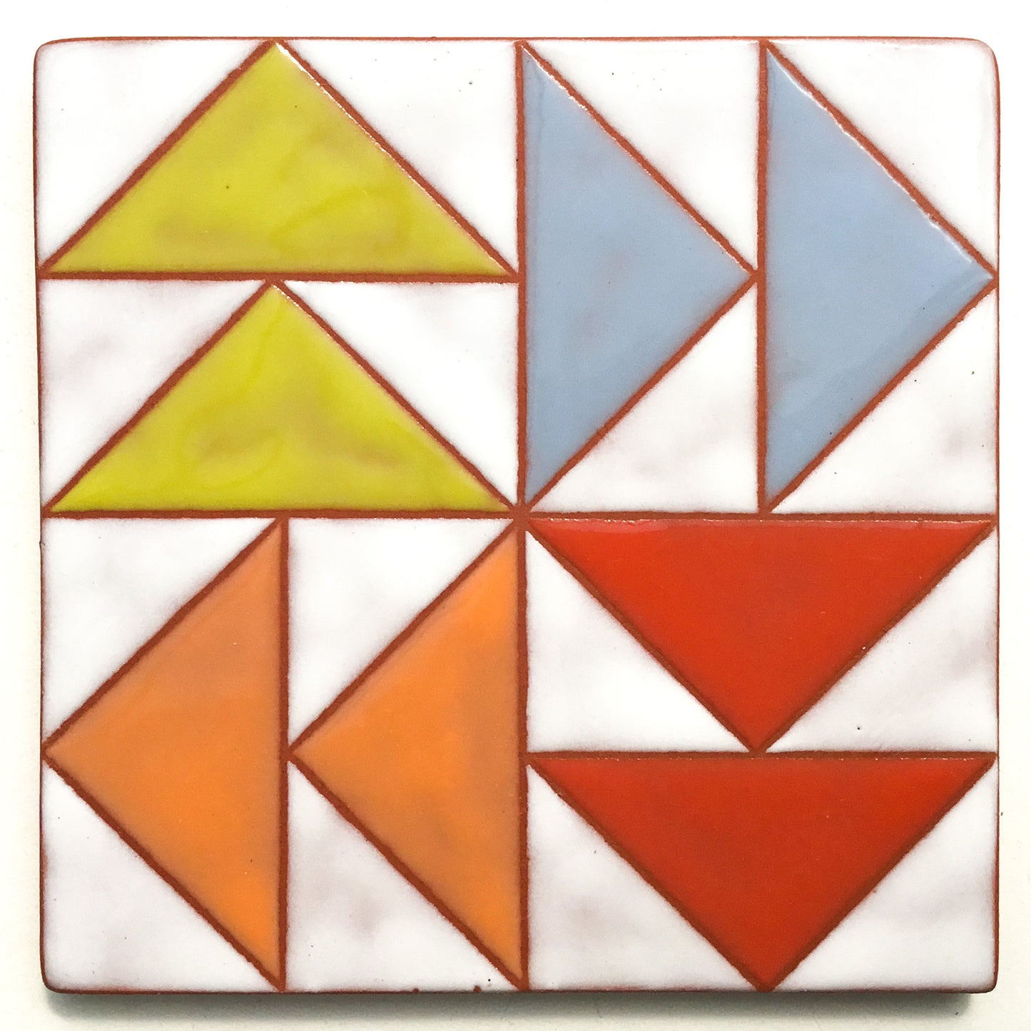 Dutchman's Puzzle Quilt Block Coaster - Ceramic Art Tile #26