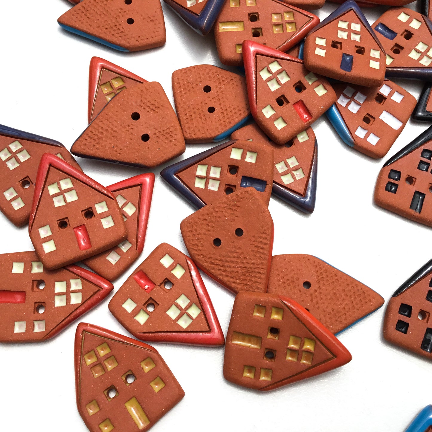 Colorful Red Clay Houses - 7/8" x 1"