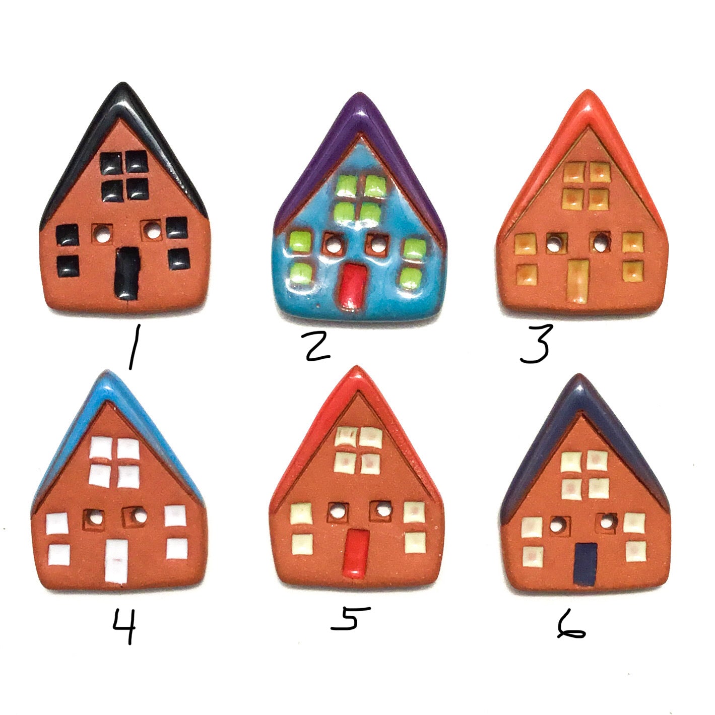 Colorful Red Clay Houses - 7/8" x 1"