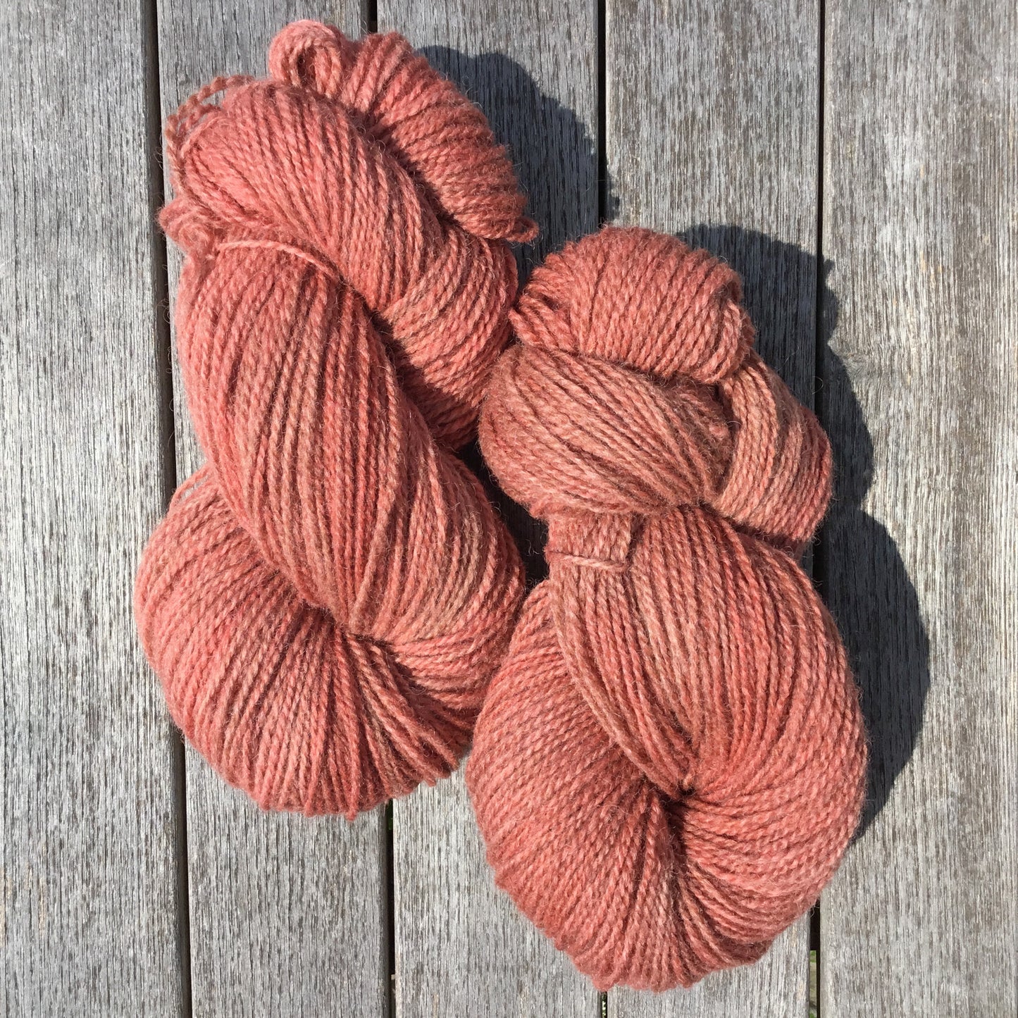 Brazilwood Plant-Dyed Yarn - Worsted Wool Yarn (40 Merino 60 Romney) 2 ply - 4 oz skeins