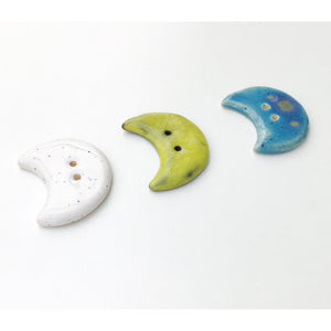 Moons Button Collection: Artisan Ceramic Buttons - Crescent & Full Moon Decorative Buttons (ws-131)