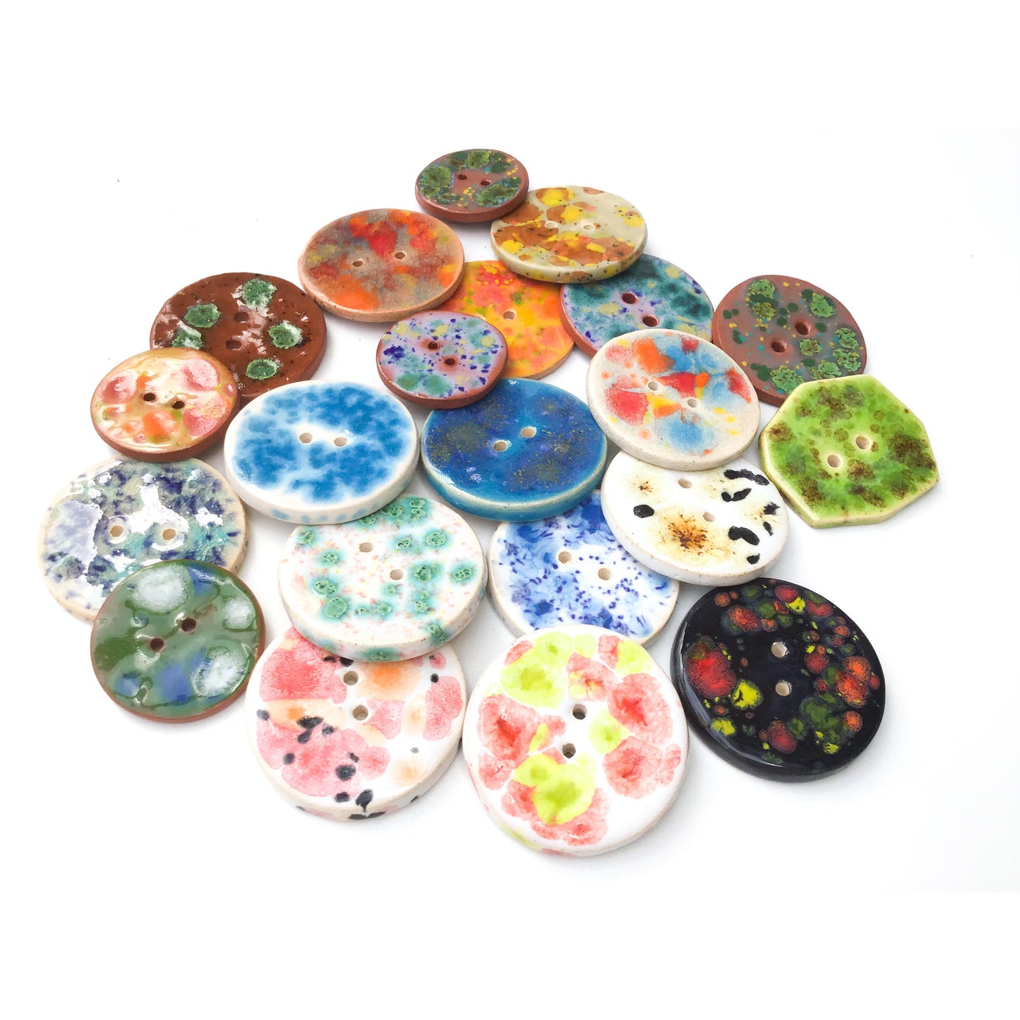 Color Burst Buttons : Colorful Ceramic Buttons with a Splash of Color