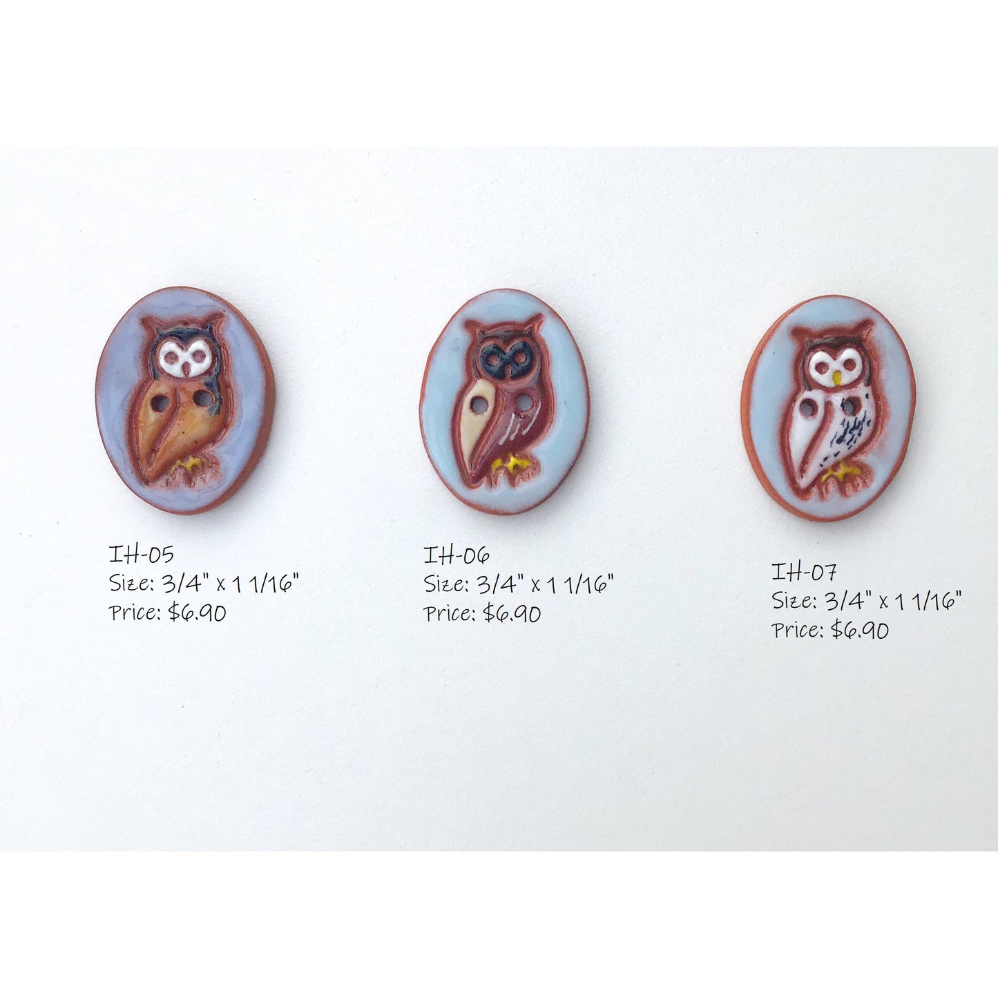 It's a Hoot Button Collection: Hand Stamped & Painted Ceramic Owl Buttons