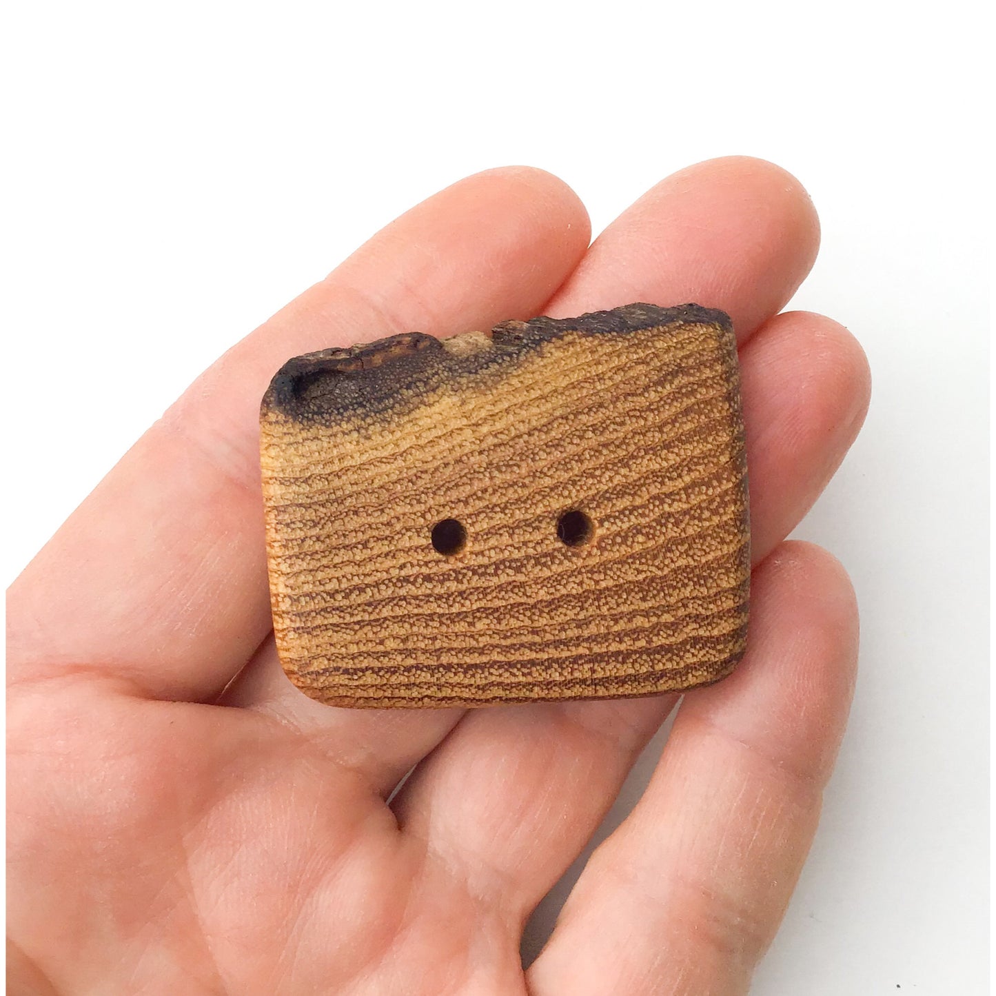 Live Edge Black Locust Wood Button - 1 5/8" x 1 1/4" Large Wooden Button