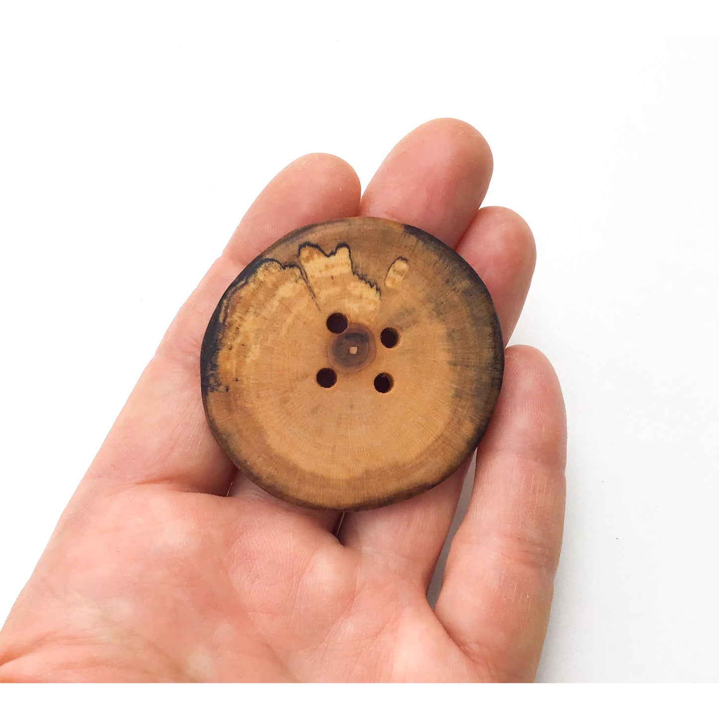 Extra Large Spalted Maple Wood Button - 1 7/8" Maple Wood Button -4 hole
