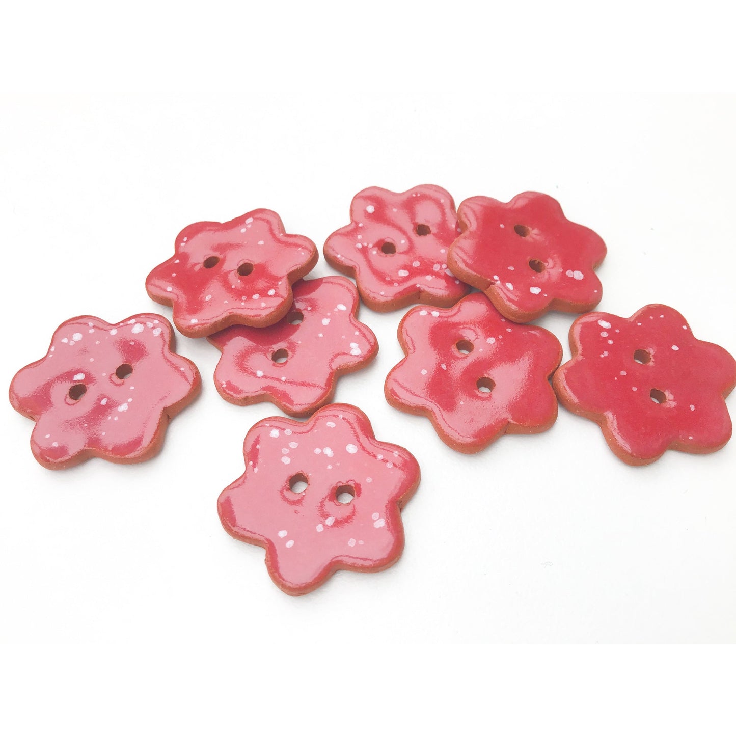 (Wholesale Accounts Only) 7/8" flower - flat - round-edge - red clay