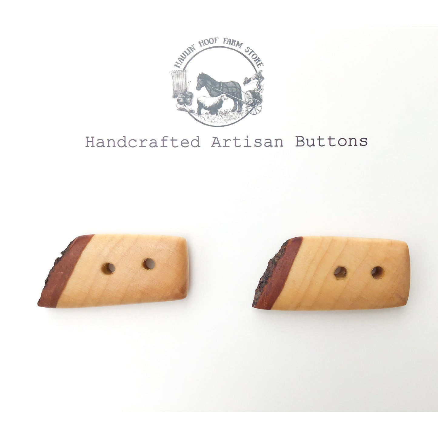 Live Edge Hard Maple Wood Buttons - Wooden Toggle Buttons - 3/4" x 1 1/2" - 2 Pack