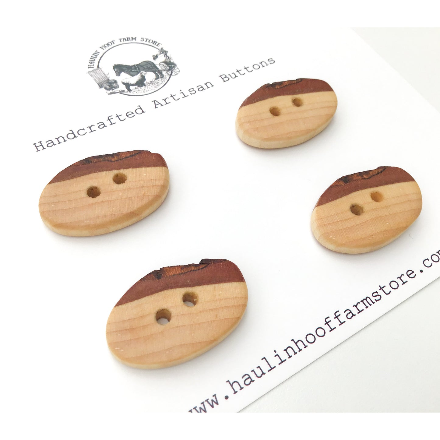 Live Edge Hard Maple Wood Buttons - Wooden Buttons - 3/4" x 1 1/4" - 4Pack