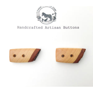 Live Edge Hard Maple Wood Buttons - Wooden Toggle Buttons - 3/4" x 1 1/4" - 2 Pack
