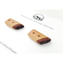 Load image into Gallery viewer, Live Edge Hard Maple Wood Buttons - Wooden Toggle Buttons - 3/4&quot; x 1 1/4&quot; - 2 Pack