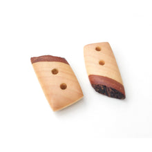 Load image into Gallery viewer, Live Edge Hard Maple Wood Buttons - Wooden Toggle Buttons - 3/4&quot; x 1 1/4&quot; - 2 Pack