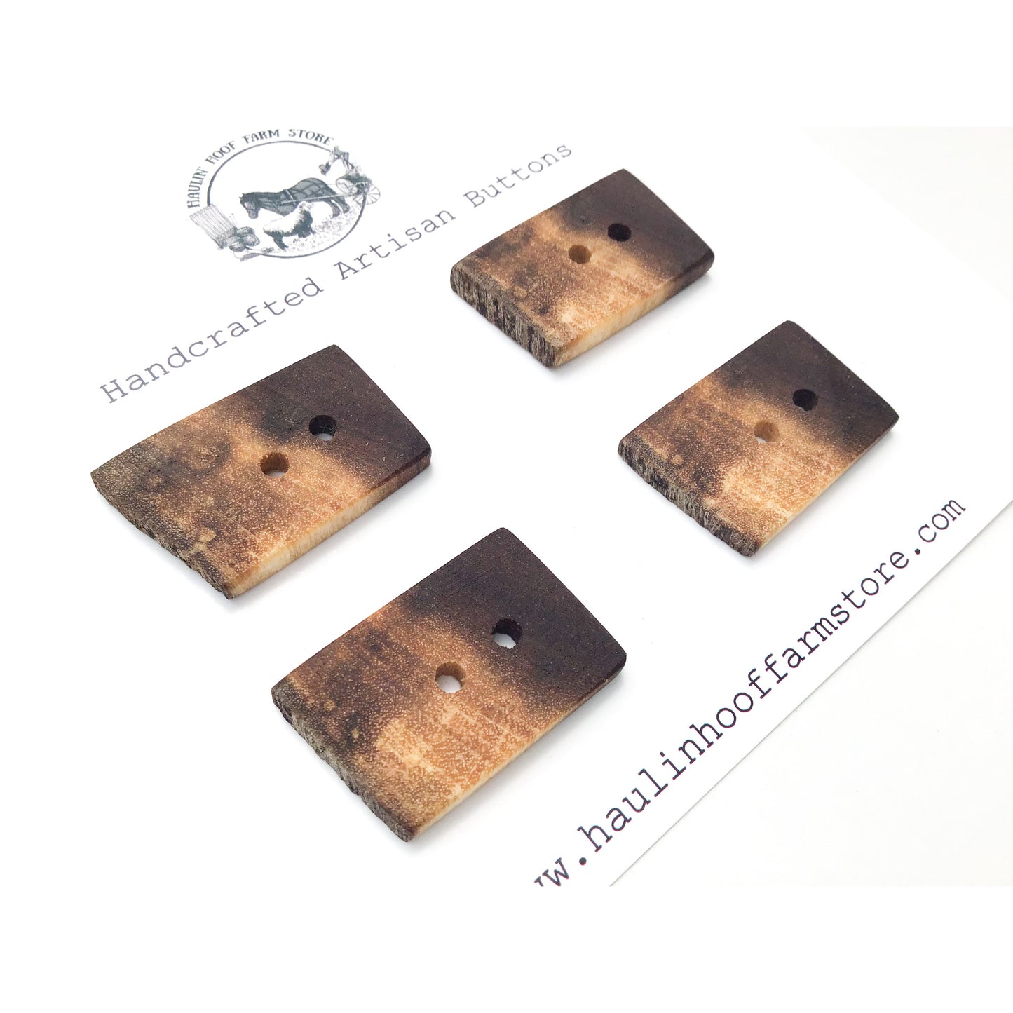 Rustic Black Walnut Wood Buttons - Live Edge Black Walnut Buttons - 13/16" x 1 1/8" - 4 Pack