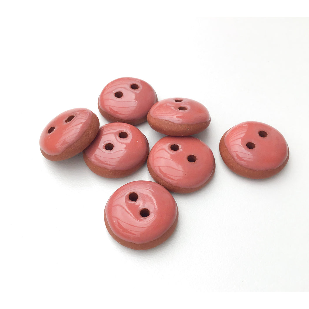 Salmon Pink Ceramic Buttons - Terracotta Clay Buttons - Coral Colored Buttons - 3/4