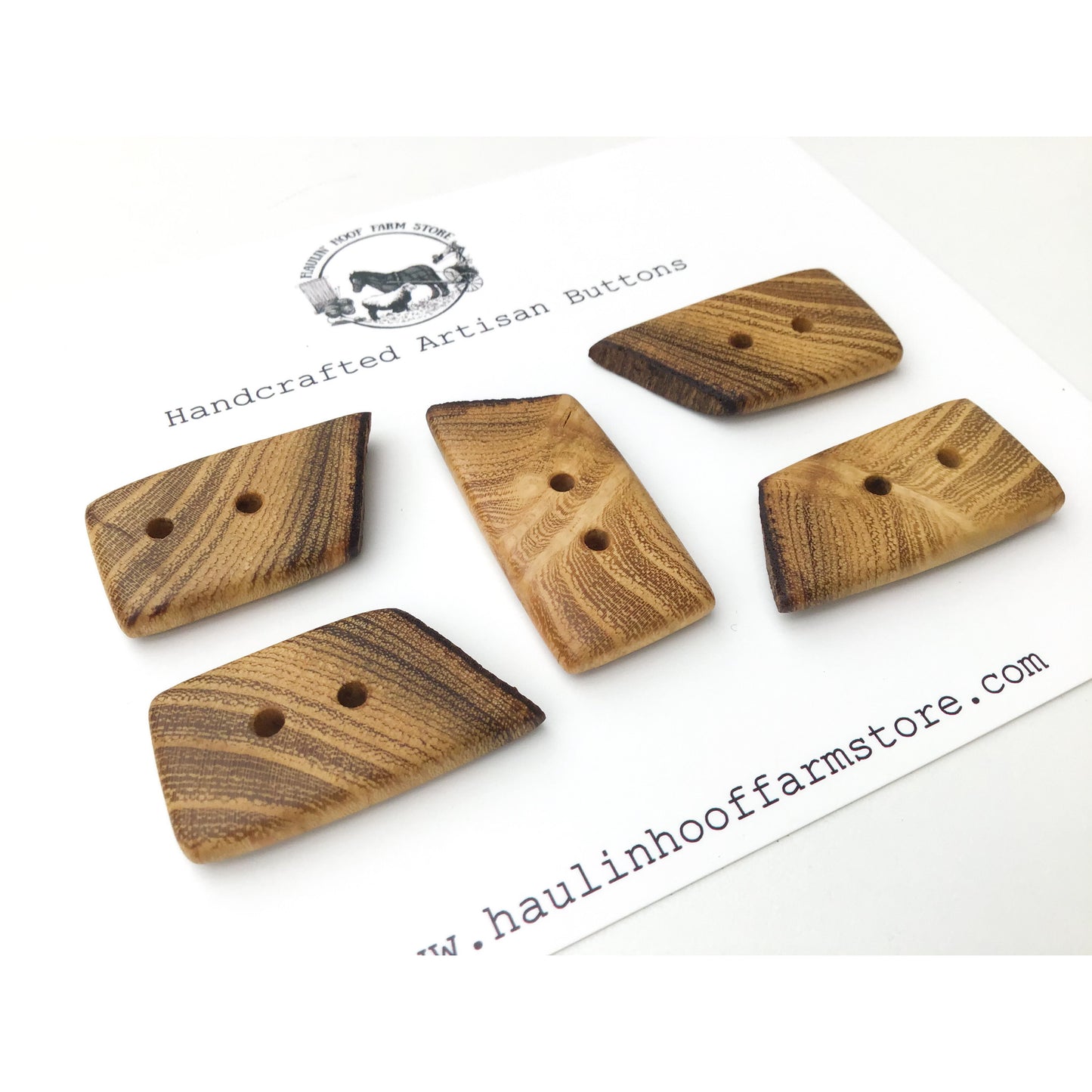 Black Locust Wood Buttons - Live Edge Wood Buttons - Wood Toggle Buttons - 3/4" x 1 1/2" - 5 Pack