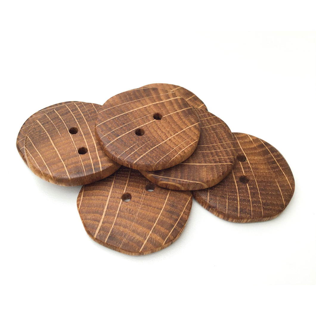 Oak Wood Buttons - Oak Buttons with Bright Rays - 1 3/8