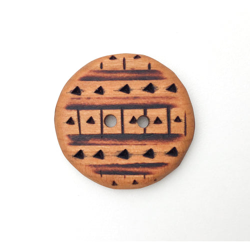 Large Cherry Wood Button - Decorative Wood Button - Pyrography - 1 3/8