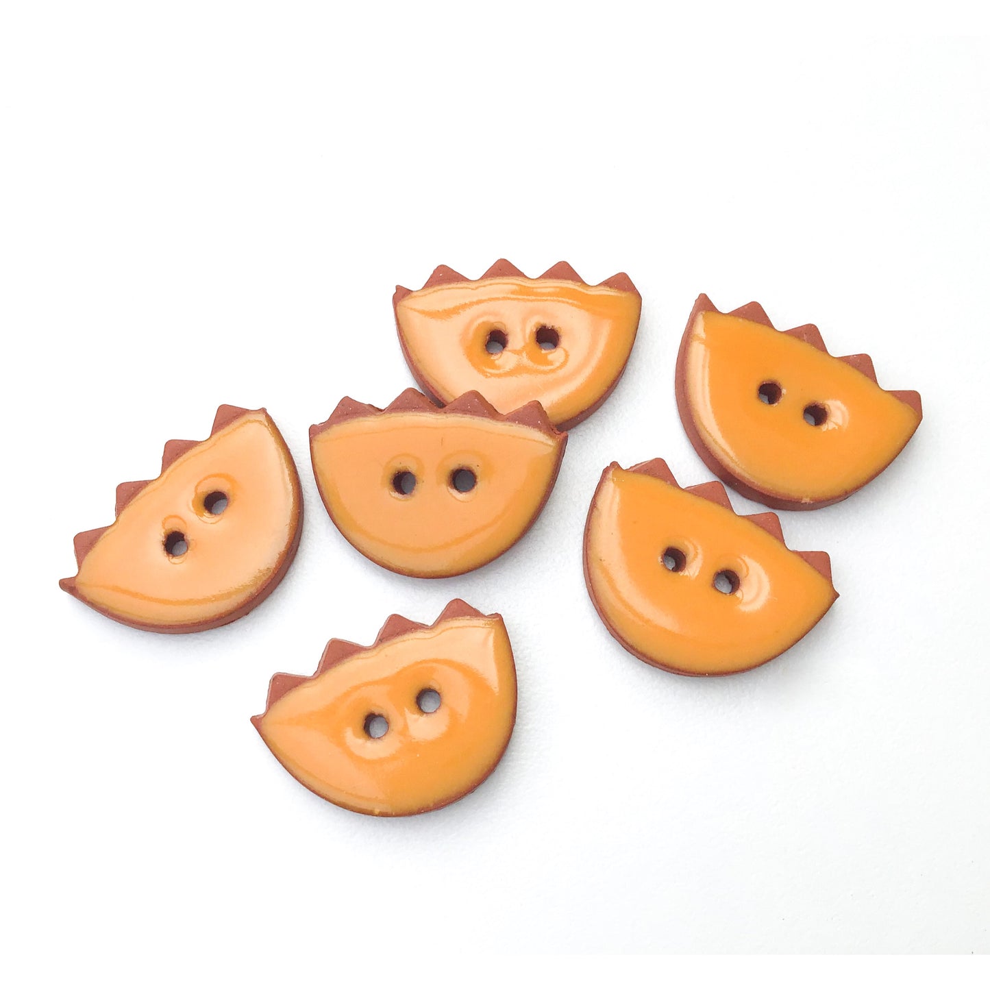 Cantaloupe Orange Ceramic Buttons - Ceramic Flower Buttons - 11/16" x 7/8" - 6 Pack