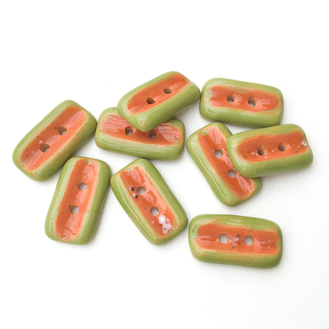 Speckled Burnt Orange + Olive Green Ceramic Buttons - 7/16