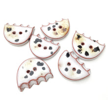 Load image into Gallery viewer, White + Black + Brown Ceramic Buttons - Ceramic Flower Shaped Buttons - 3/4&quot; x 1&quot; - 6 Pack