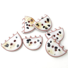 Load image into Gallery viewer, White + Black + Brown Ceramic Buttons - Ceramic Flower Shaped Buttons - 3/4&quot; x 1&quot; - 6 Pack