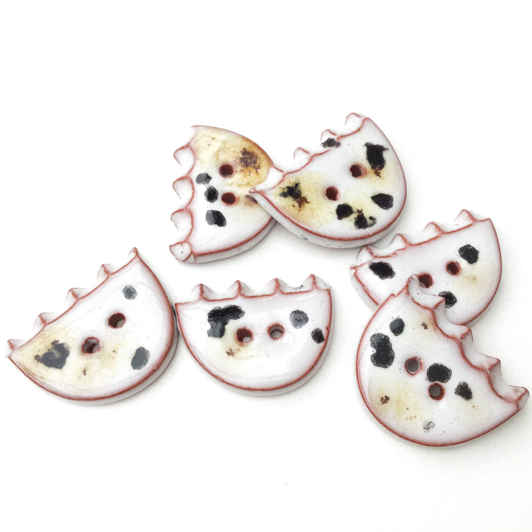 White + Black + Brown Ceramic Buttons - Ceramic Flower Shaped Buttons - 3/4