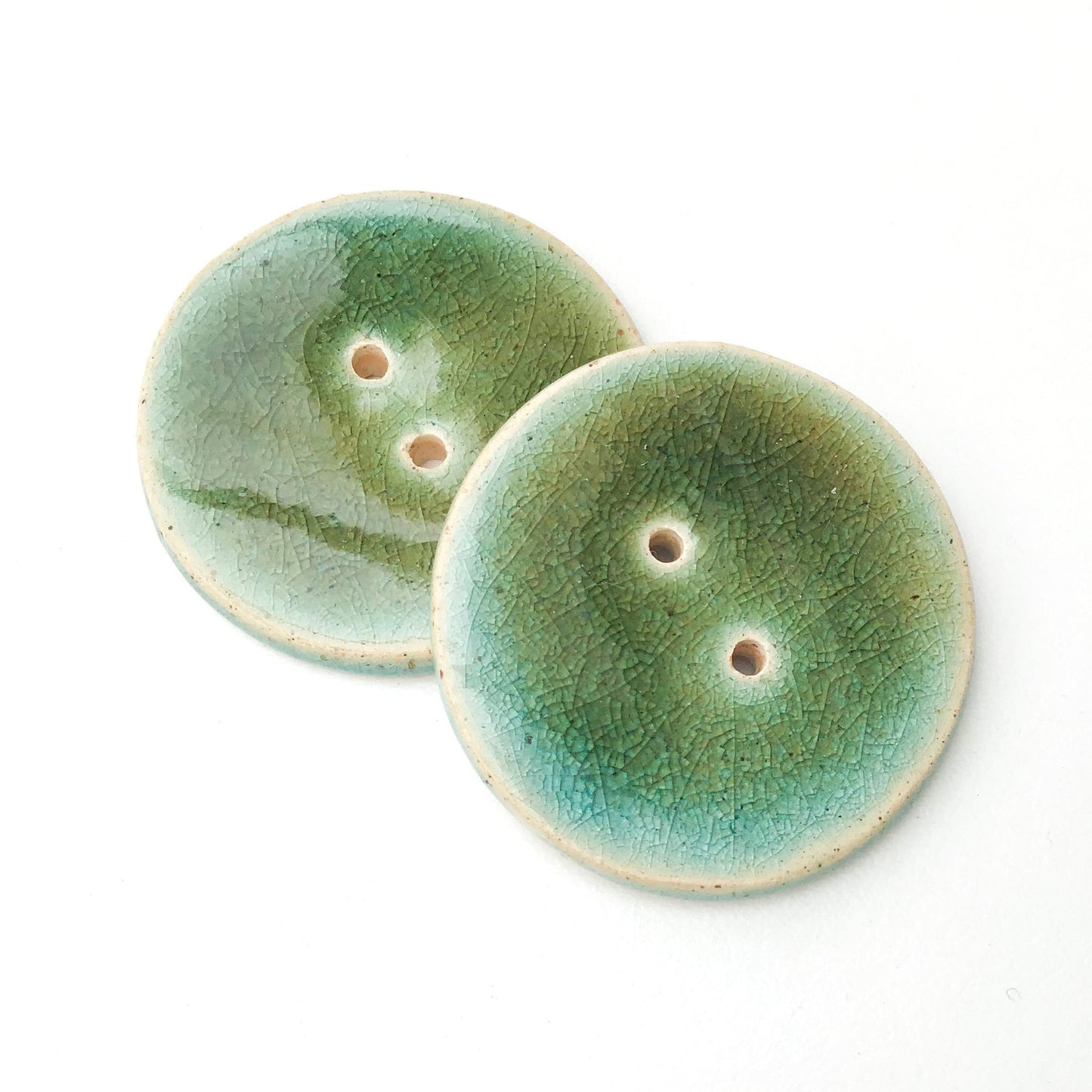 (Wholesale Accounts Only) 1 3/8" Blue Green Crackle - flat - buff clay
