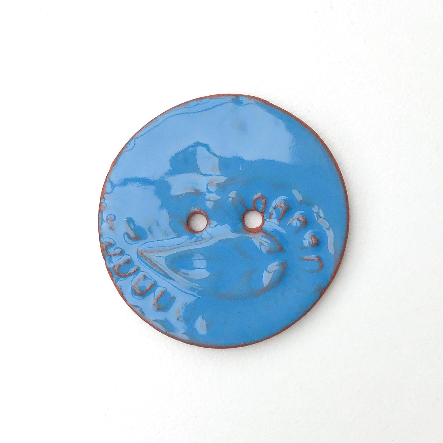 Hand Stamped  Ceramic Button - Pottery Art Button - 1 3/8"