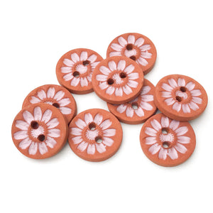 Ceramic Mum Flower Buttons - Small Ceramic Flower Buttons - Pink - 11/16" - 9 Pack (ws-34)