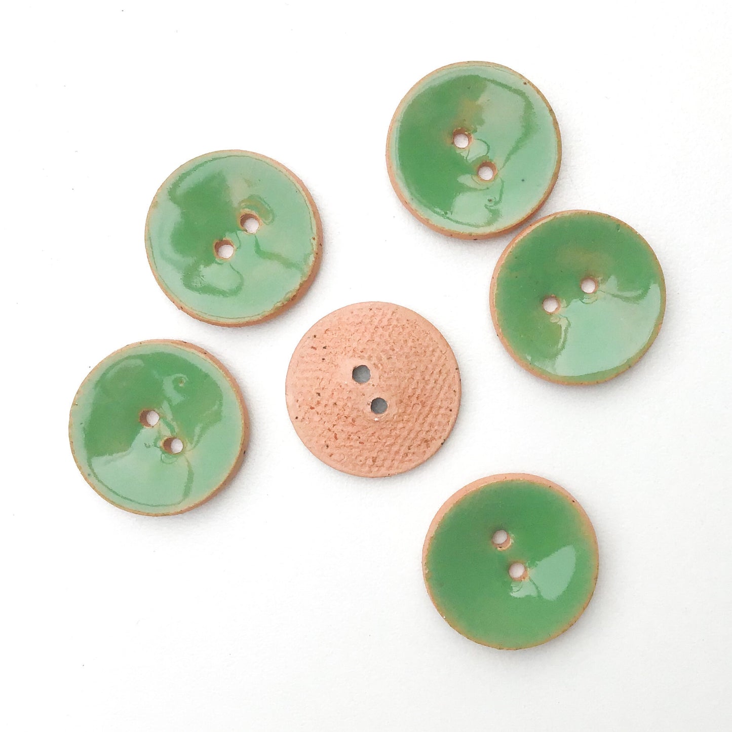 Soft Green Ceramic Buttons - Green Clay Buttons - 7/8" - 5 Pack (ws-195)