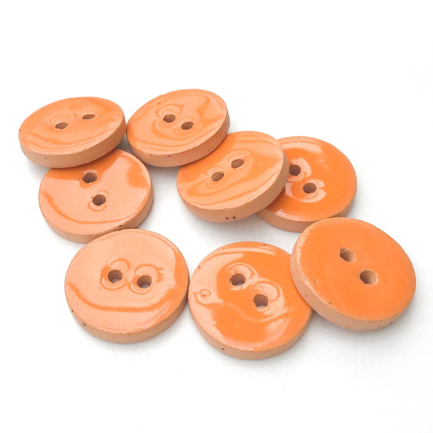 Peachy Orange Ceramic Buttons - Orange Clay Buttons - 3/4" - 8 Pack (ws-157)