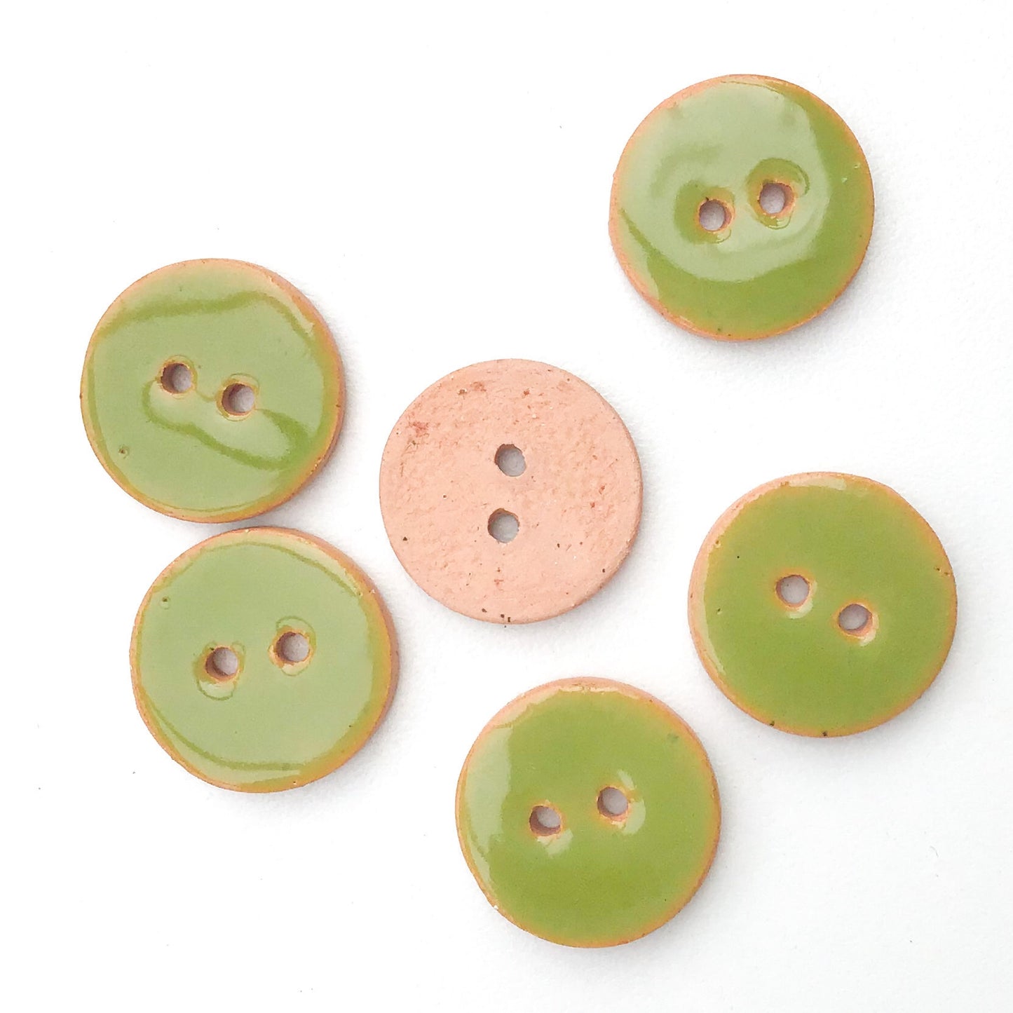 Olive Green Ceramic Buttons - Green Clay Buttons - 3/4" - 6 Pack (ws-136)