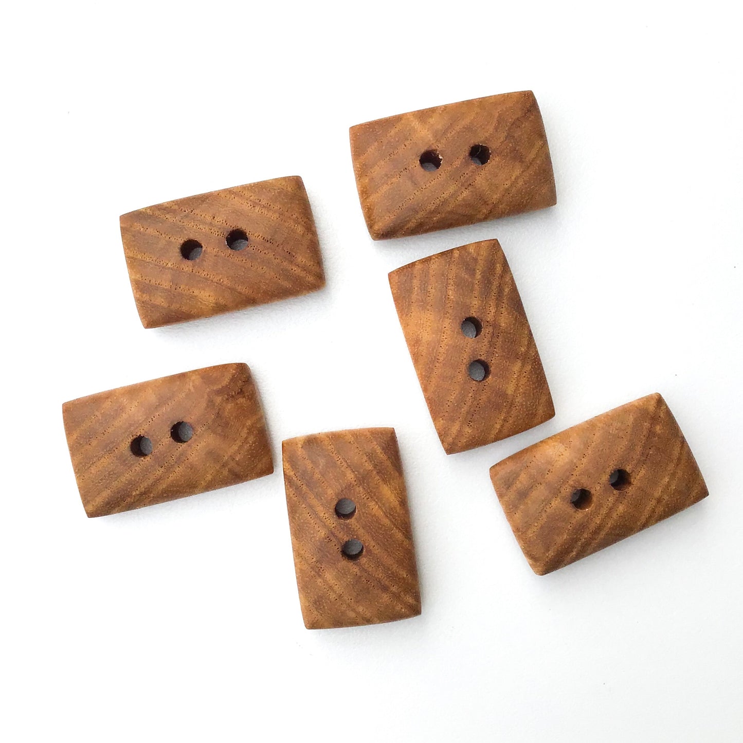 Ash Wood Buttons - Rounded Edge Rectangular Wood Buttons - 11/16" x 1 1/16" - 6 Pack