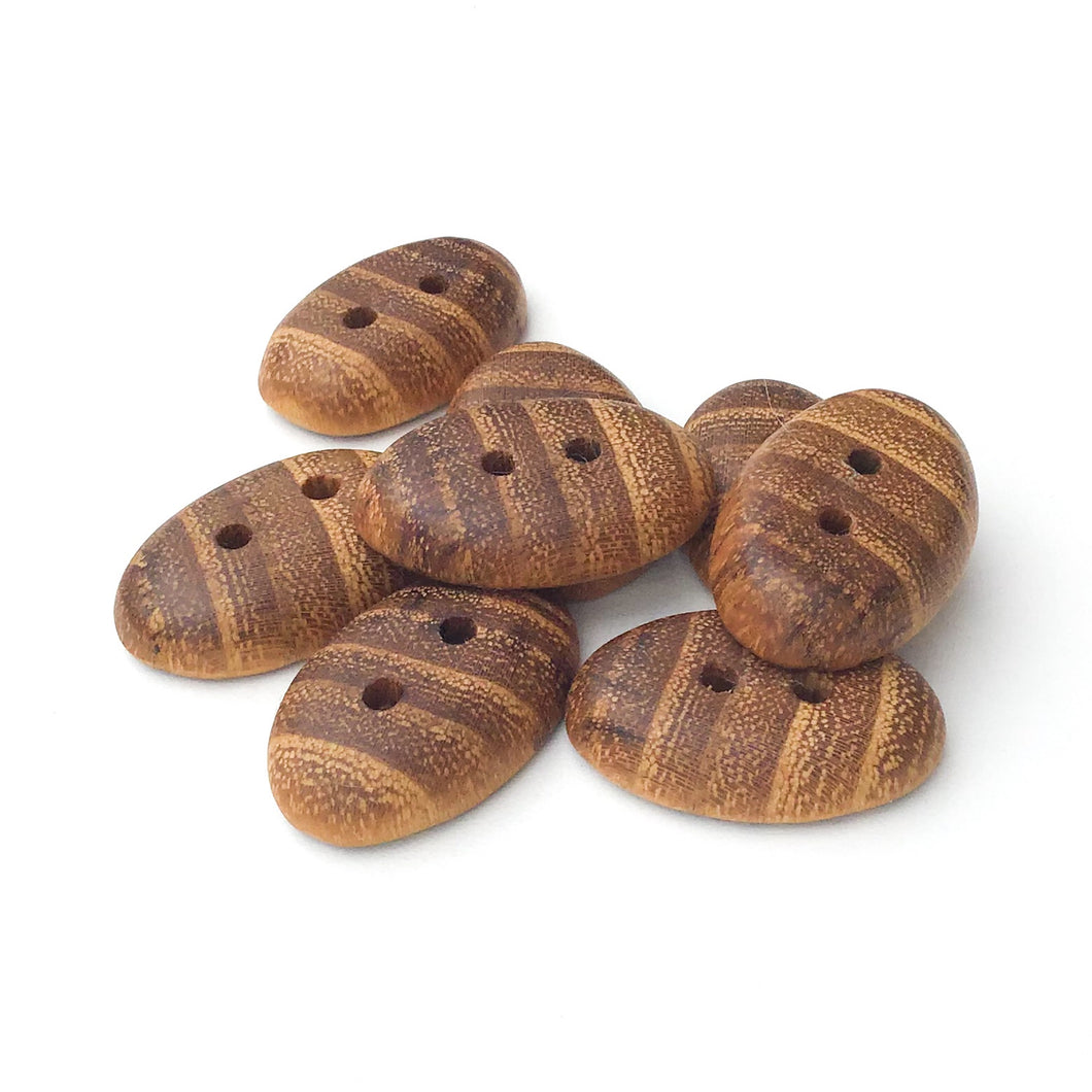 Black Locust Wood Buttons - Oval Wood Buttons - 3/4