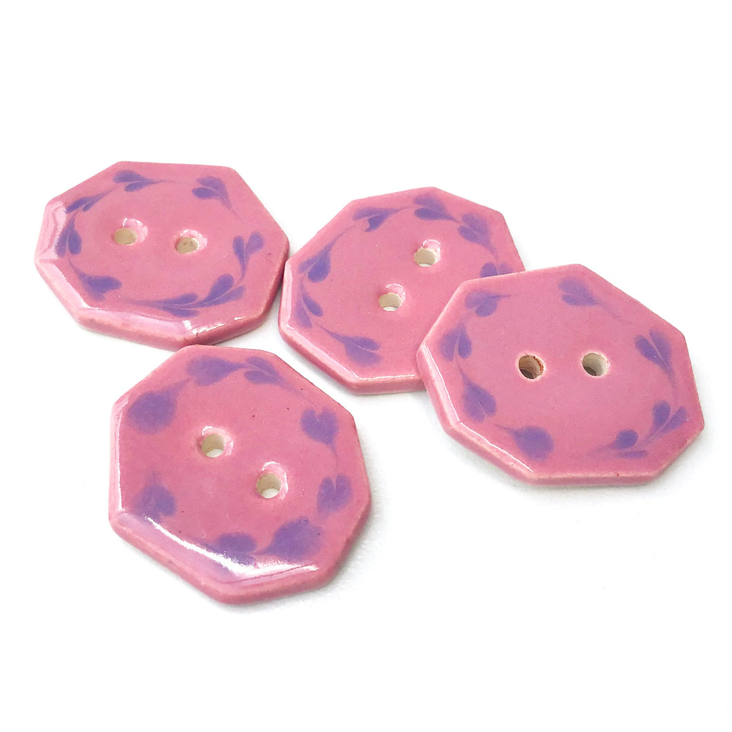 Geometric Buttons - Mauve and Purple Buttons - 3/4 x 1