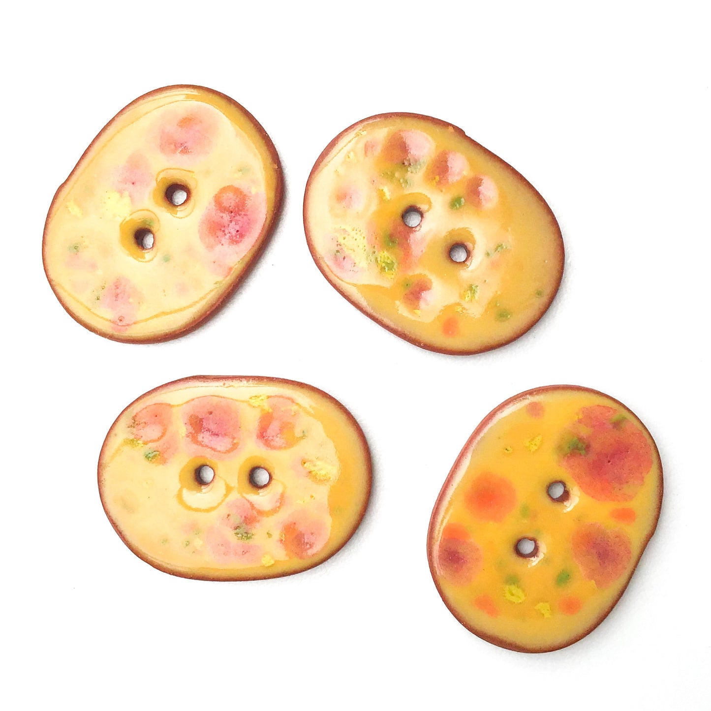 Speckled Orange & Red Ceramic Buttons -  Oval Clay Buttons - 1" x 1 1/4" (ws-224)